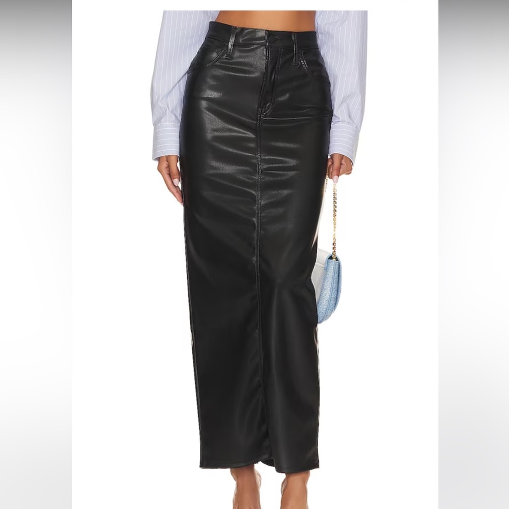 COPY - COPY - Mother X Revolve The Mid Rise Faux Leather Column Skirt in Wax On…
